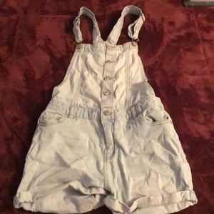 Light blue overalls with adjustable straps